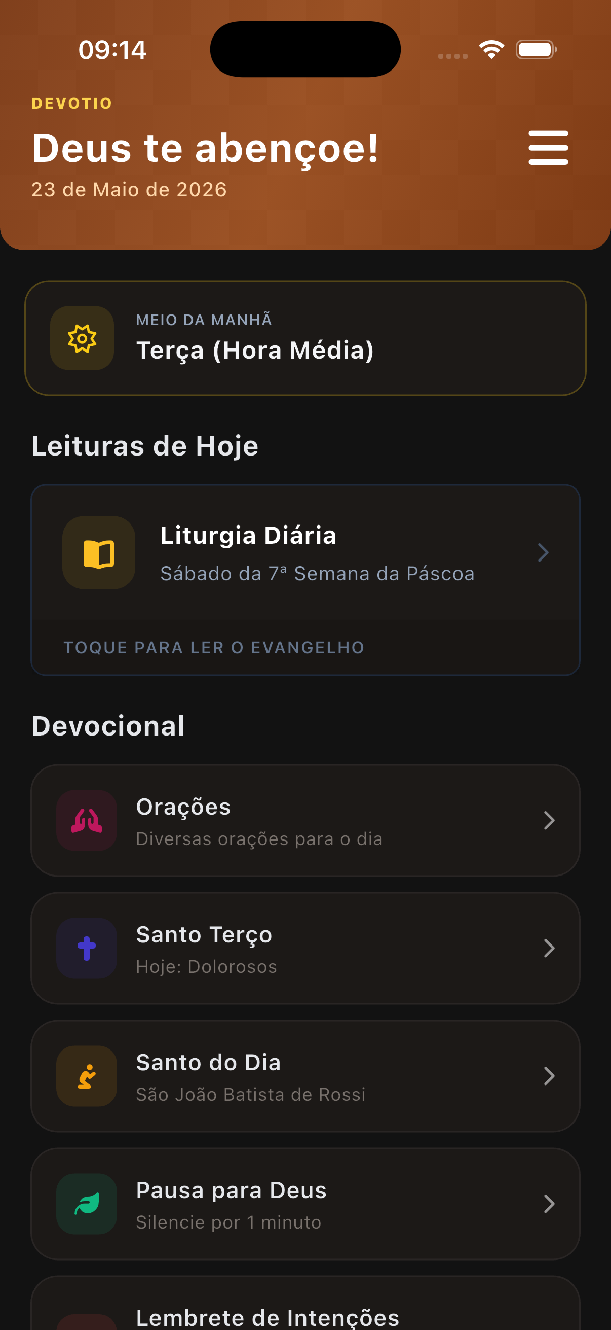 Tela inicial do Devotio